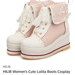 HILIB WOMENS CUTE LOLITA COSPLAY BOOT BROGUE WEDGE